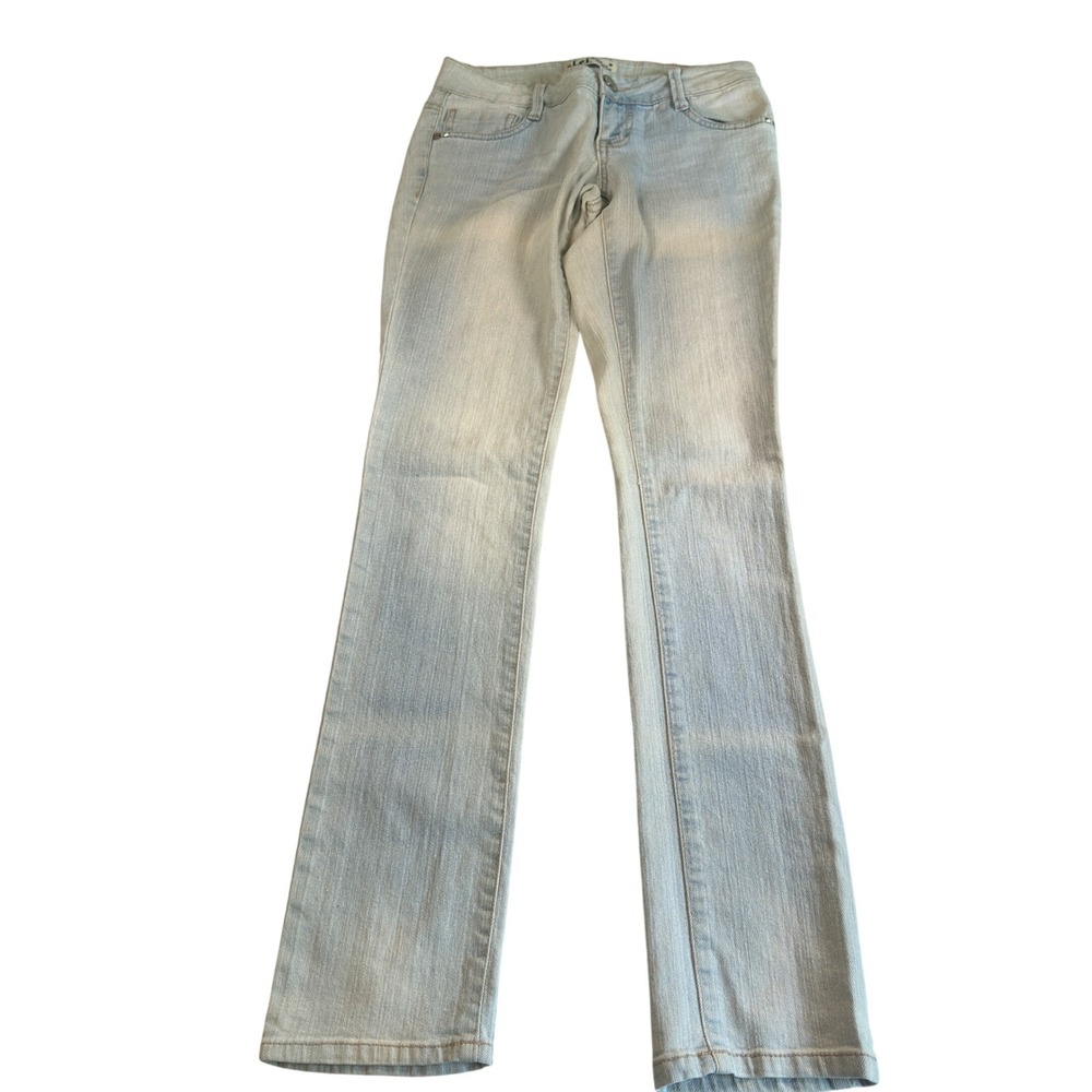 LEI Ashley Y2K Low Rise Skinny Jeans Light Wash Ramie Cotton Blend Juniors Sz 1